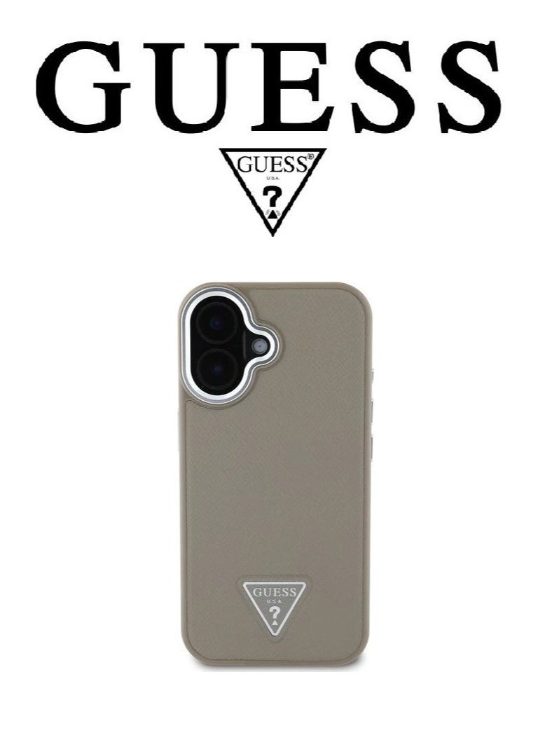CG MOBILE Back Case for iPhone 16, Supports Magsafe wireless charging, leather and silicone case, French design and original GUESS brand logo, from CG Mobile.  - Image 2