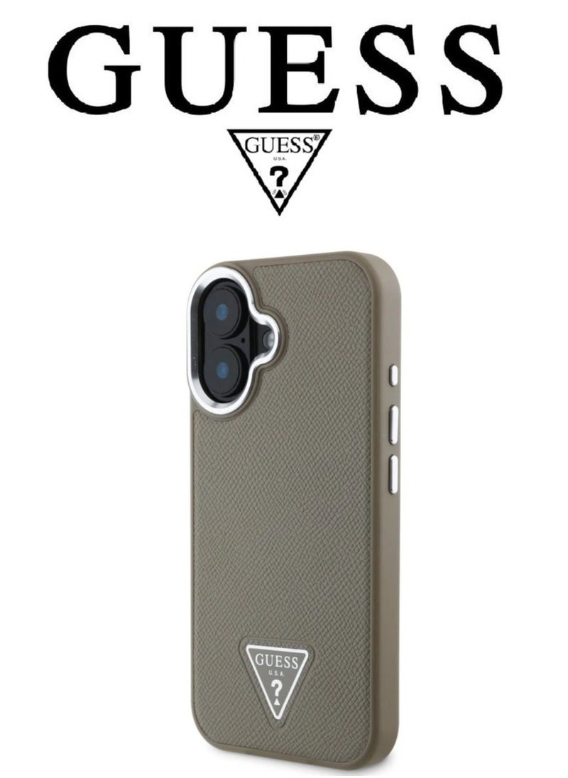 CG MOBILE Back Case for iPhone 16, Supports Magsafe wireless charging, leather and silicone case, French design and original GUESS brand logo, from CG Mobile.  - Image 3