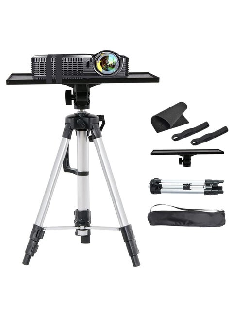 Projector Tripod Stand Portable Projector Stand Foldable Laptop Tripod with Projection Tray and Carry Bag Aluminum Tripod Floor Stand with Adjustable Height for Office Home Stage