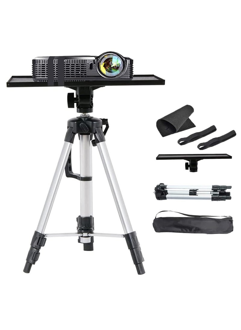 WISFOR - Projector Tripod Stand Portable Projector Stand Foldable Laptop Tripod with Projection Tray and Carry Bag Aluminum Tripod Floor Stand with Adjustable Height for Office Home Stage - Image 1