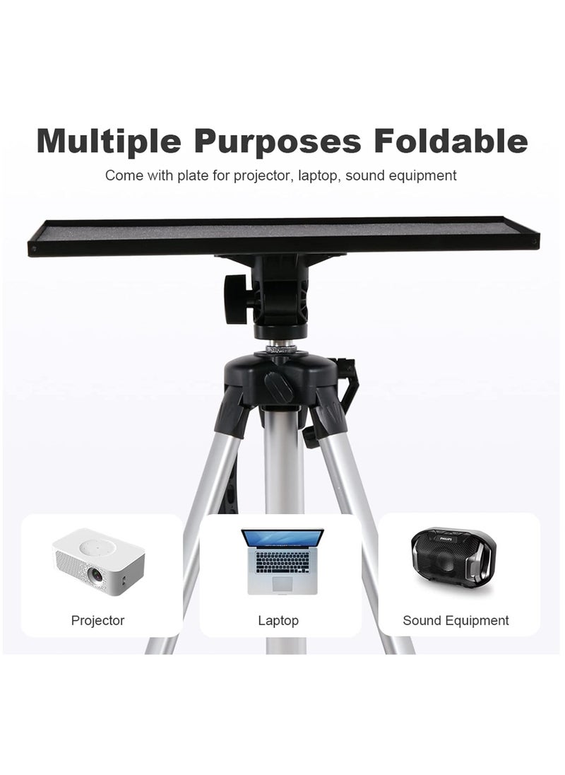 WISFOR - Projector Tripod Stand Portable Projector Stand Foldable Laptop Tripod with Projection Tray and Carry Bag Aluminum Tripod Floor Stand with Adjustable Height for Office Home Stage - Image 1