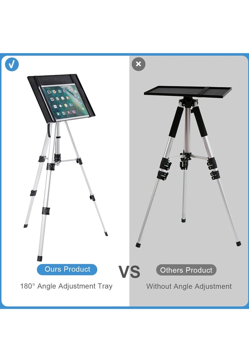 WISFOR - Projector Tripod Stand Portable Projector Stand Foldable Laptop Tripod with Projection Tray and Carry Bag Aluminum Tripod Floor Stand with Adjustable Height for Office Home Stage - Image 1