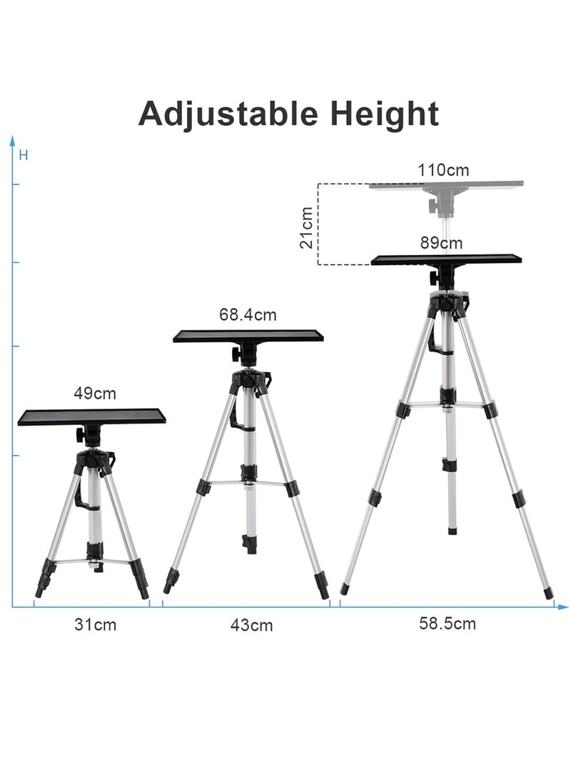 WISFOR - Projector Tripod Stand Portable Projector Stand Foldable Laptop Tripod with Projection Tray and Carry Bag Aluminum Tripod Floor Stand with Adjustable Height for Office Home Stage - Image 1