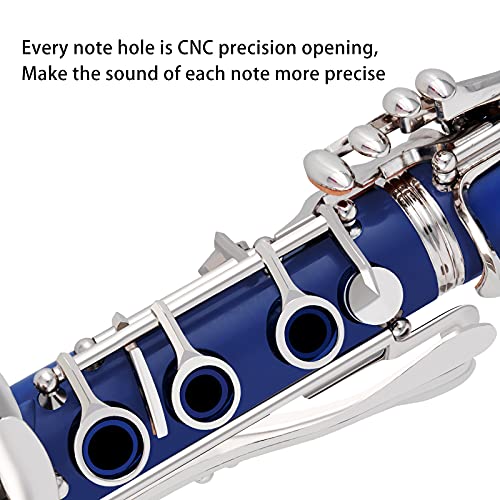 EASTROCK Bb Clarinet 17Nickel Keys ABS Material Wide Range of Tones Particularly Beginner & Students-friendly with Using Tools and Two Replaceable Barrels - Image 4