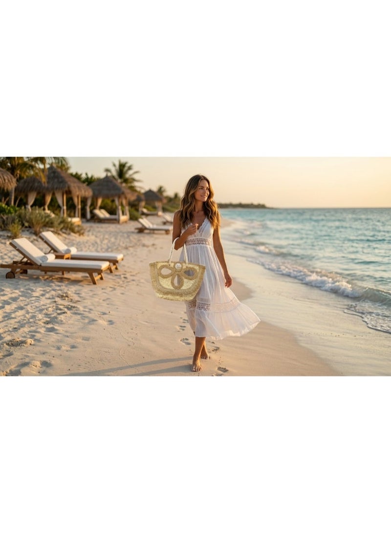 Natural Straw Beach Tote Bag -Summer New Fashionable Handbag, Shoulder Bag, Tote Bag With Large Capacity And High Quality For Women - Image 4