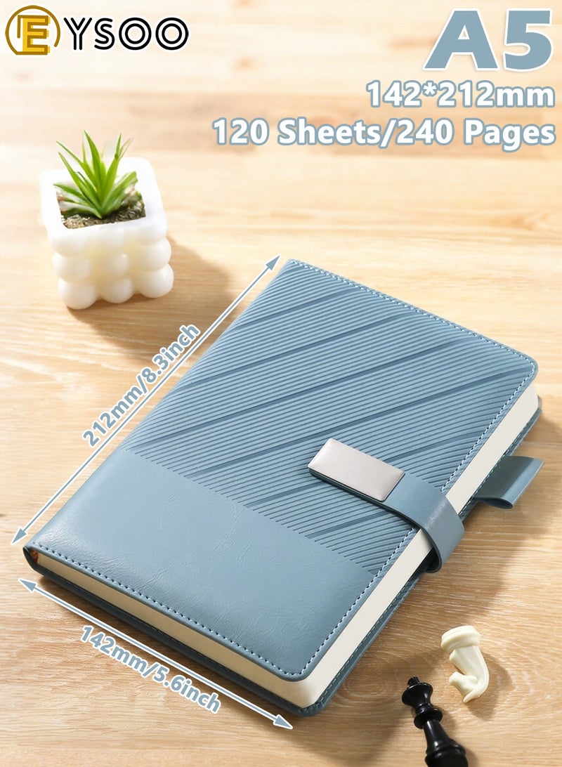  إيسو دفتر EYSOO مقاس A5 مسطر بغلاف صلب - 240 صفحة من ورق 80 غرام - دفتر مسطر للمكتب والمنزل والأعمال التجارية والمدرسة للكتابة وتدوين الملاحظات (أزرق) - Image 2