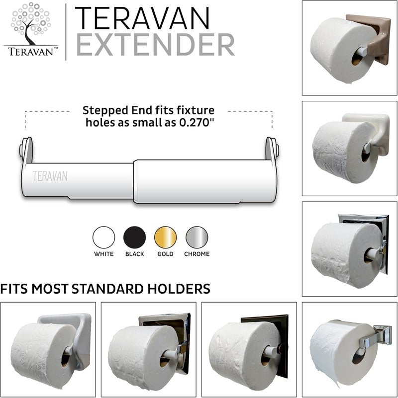 Teravan Standard Toilet Paper Holder Extender for Extra-Large Rolls – Perfect for Double, Triple Rolls in Regular or Ceramic Bathroom Wall Holders, Silver, 1 Unit - Image 5