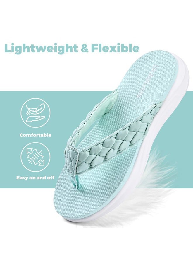 WateLves Girls Flip Flops Non-Slip Casual Thong Sandals Summer Sandal Shoes for Beach Swimming Pool (Light Mint Green,35) - Image 3