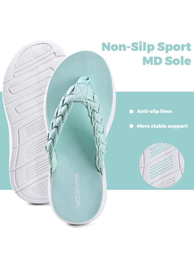 WateLves Girls Flip Flops Non-Slip Casual Thong Sandals Summer Sandal Shoes for Beach Swimming Pool (Light Mint Green,35) - Image 2