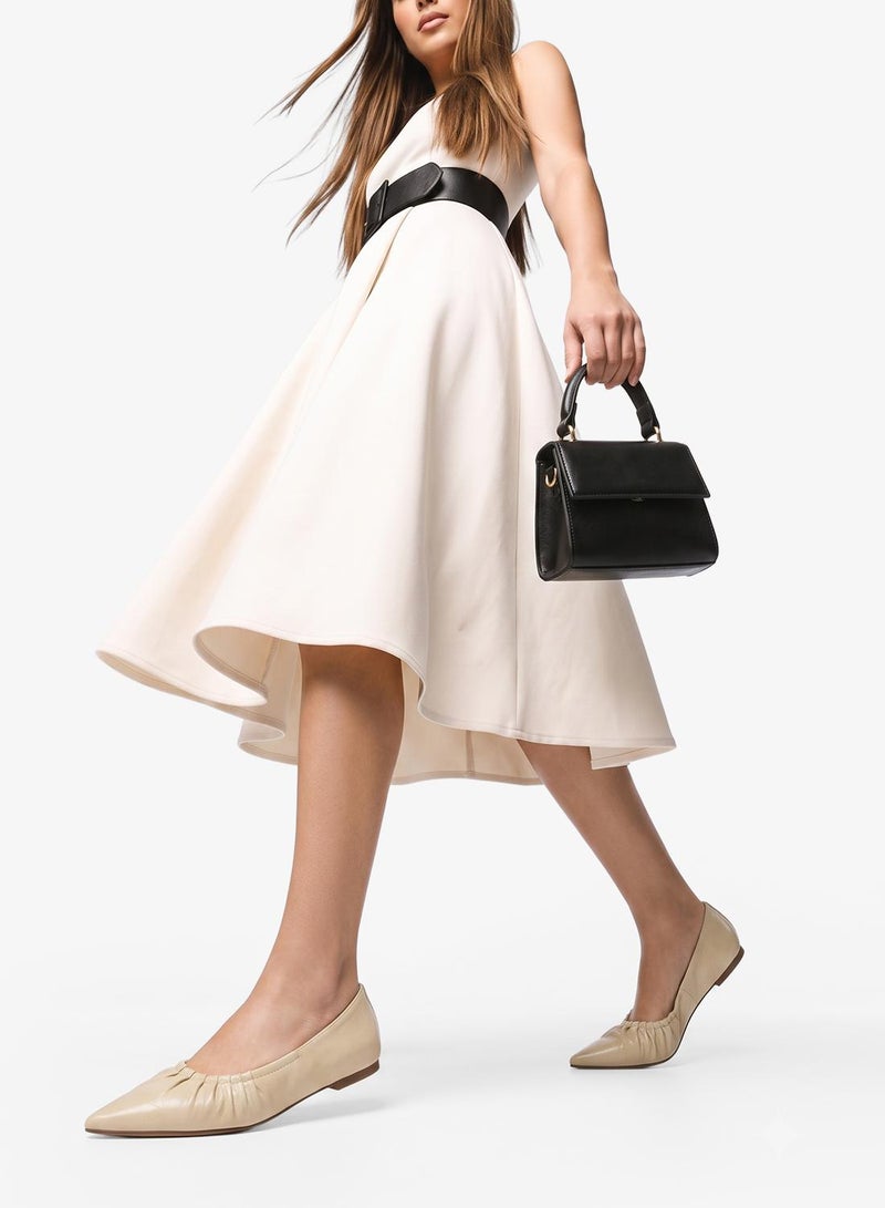 GLAMOROUS Pointed Toe Ruched Ballet Flats - Image 5