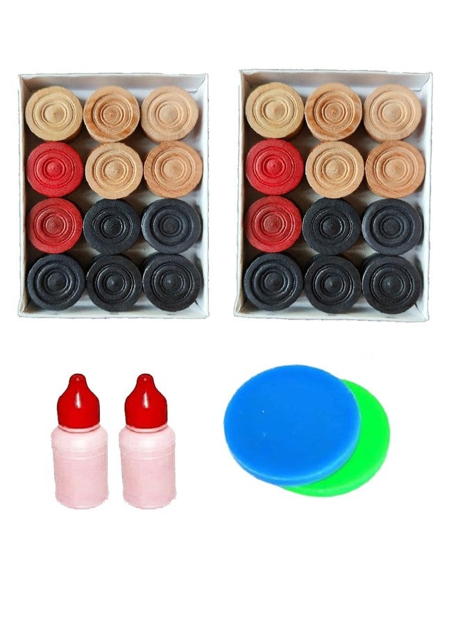 AOKO Premium Wooden Carrom Coins, Set of 2, with 2 Strikers and 2 Carrom Powders - Image 1