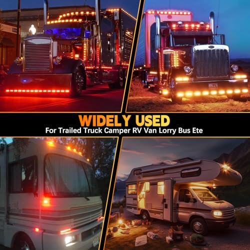 nifeida Trailer Clearance Lights, 14 PCS Waterproof Double Bullseye Amber & Red 10 LED Trailer Side Marker Light Indicator Surface Mounted for Truck RV Boat Camper Trailers [7 Red & 7 Amber] - Image 5