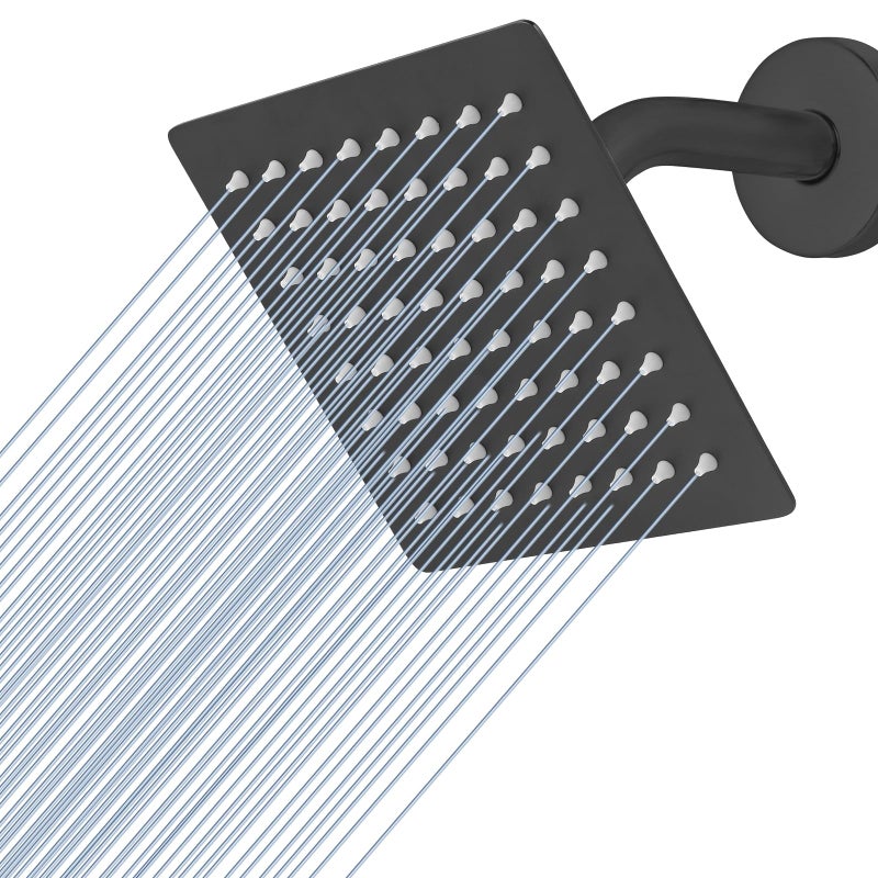 Voolan Rain Shower head High Pressure Shower Head Made of 304 Stainless Steel Relaxed Shower Experience Even at Low Water Flow and Pressure 6 Black
