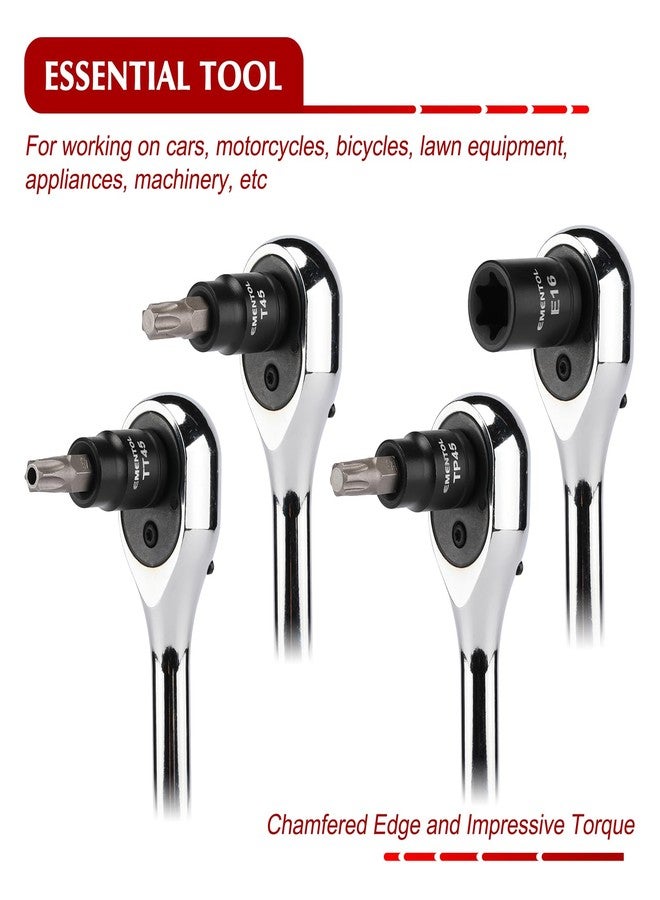EMENTOL Master Torx Bit Socket and External Torx Socket Set, 1/4" 3/8" 1/2" Drive, 67PCS, T6-T70, TT6-TT70, TP8-TP60, E4-E24, Includes Socket Adapters, Drill Adapters, CR-V Steel - Image 5