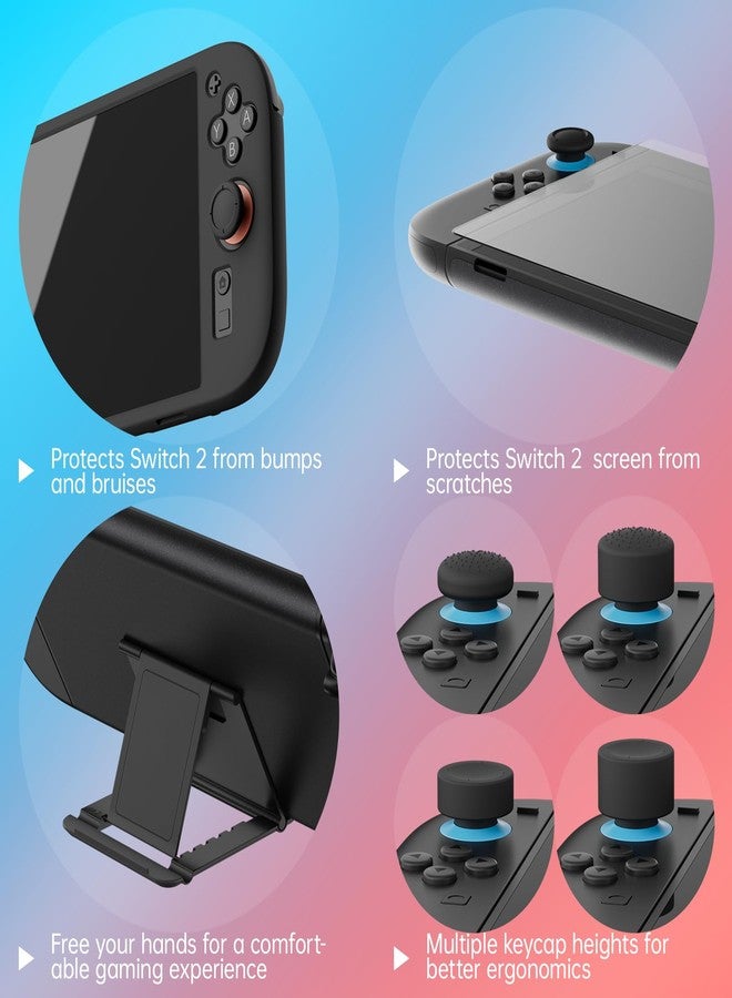 Hosanwell Switch2 13 in 1 Accessories Set for 2025 Nintendo Switch2 Model,Switch2 Hard Carrying Case with Switch2 Protective Case,8 Thumb Grip,2 Screen Protector,1 Stand - Image 5