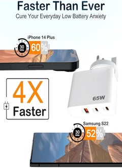 Changli 3 Ports USB C GaN Charger Plug Type C PD 65W QC 3.0 Fast Wall Mains Power Delivery Adapter For Laptops MacBook Pro Air Steam Deck iPad iPhone 16 15 Series Samsung S24 23 Ultra Honor Xiaomi Lenovo Black  - Image 5