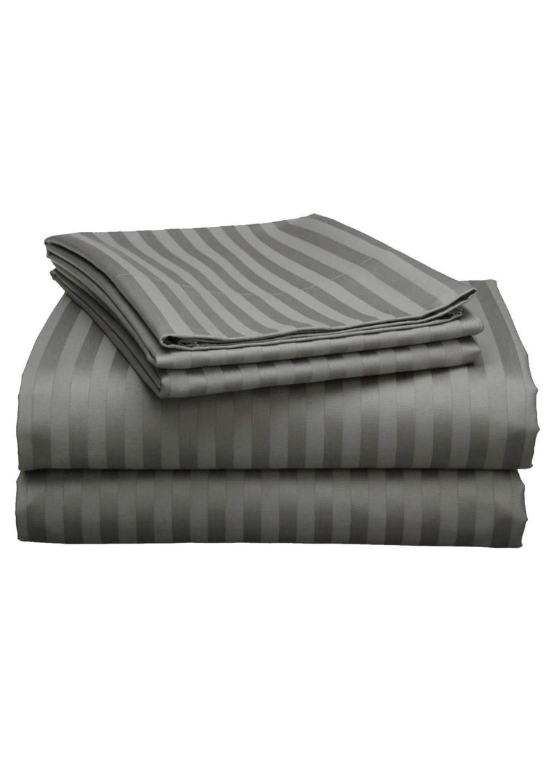 American Linen Stripe Single Duvet Cover 160x210Cm Grey  - Image 1