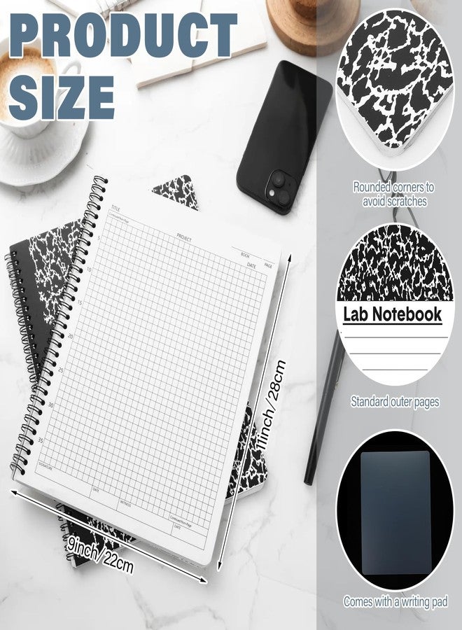 Affrolling 2 Pack Carbonless Lab Notebook Carbon Copy Gird Laboratory Notebook Composition Book 8.5'' x 11'', a Book Contains Carbon Copies 50 Sets of Pages 100 Sheets Total Marble Cover Coil Binding - Image 2