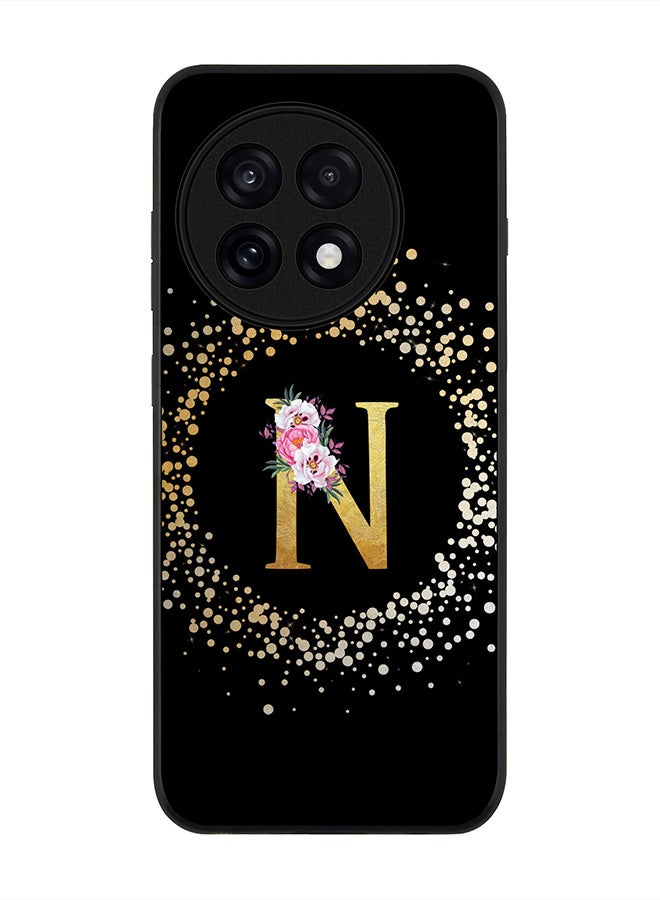Stylizedd For OnePlus 13R / Ace 5 Pro Case,Slim fit Camera Protection, Shockproof Thin Phone cover  - Custom Monogram Floral - N ( Black )