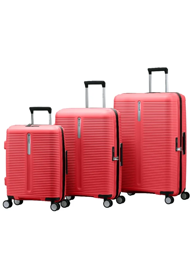 eminent Hard Case 3 Pcs Set Travel Bags Unisex PP Luggage Trolley Lightweight Expandable 4 Double Spinner Wheel Travel Suitcases with TSA Lock and Safe Zippers, B0013, Sugar Coral