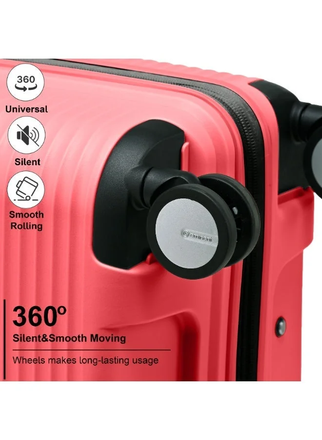 eminent Sugar Coral Hard Case 3 Pcs Set Travel Bags Unisex PP Luggage Trolley Lightweight Expandable 4 Double Spinner Wheel Travel Suitcases with TSA Lock and Safe Zippers, B0013, Sugar Coral  | Best Price UAE