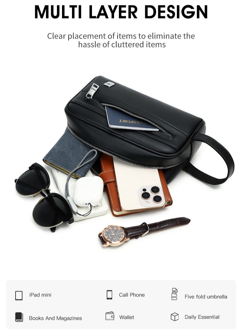 RAHALA 811 Stylish Men’s Handbag Organizer Clutch Business Waterproof Pouch For Travel Daily essentials Every Day Carry Bag - Black  - Image 3