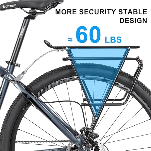 CXWXC Rear Bike Rack - Bike Cargo Rack for Disc Brake/Non-Disc Brake Mount - Bicycle Pannier Rack, Touring Carrier Rack fit 26”-29” and 700c - Image 3