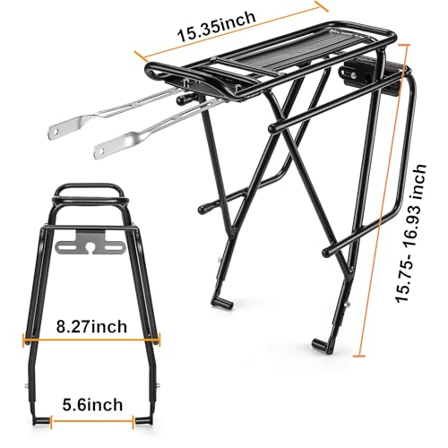 CXWXC Rear Bike Rack - Bike Cargo Rack for Disc Brake/Non-Disc Brake Mount - Bicycle Pannier Rack, Touring Carrier Rack fit 26”-29” and 700c - Image 5