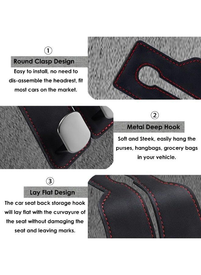 Chabeia 2pcs Black,Leather Car Back Seat Organizer Hooks, Headrest Hooks ,Car Hand Bag Hooks, Toy Organizer Hooks,Car Seat Back Storage Hook, Car Purse Hook, Car Seat Hooks for Headrest,Purses ,Bags - Image 5