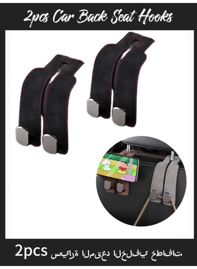 Chabeia 2pcs Black,Leather Car Back Seat Organizer Hooks, Headrest Hooks ,Car Hand Bag Hooks, Toy Organizer Hooks,Car Seat Back Storage Hook, Car Purse Hook, Car Seat Hooks for Headrest,Purses ,Bags - Image 1