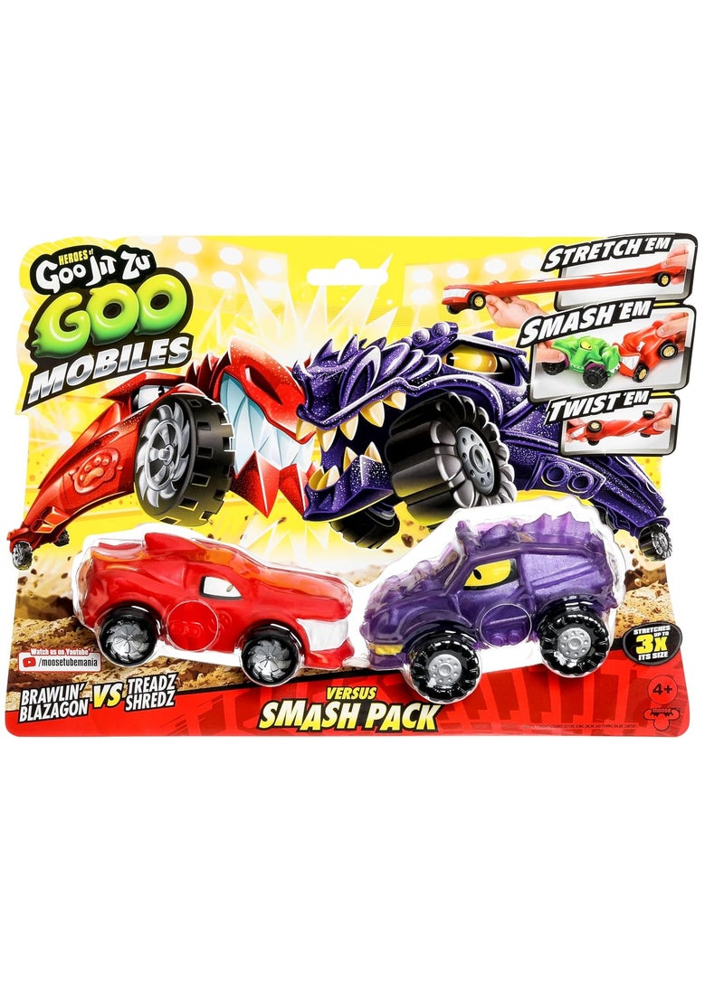 GOO JIT ZU - Heroes of Goo Jit Zu GOO Mobiles Blazagon vs Shredz. Stretch 'em! Smash 'em! Twist 'em! Fix Them and Start Again! Gift for 4 Year Old Girls, Boys and GOO JIT To Fans - Image 1