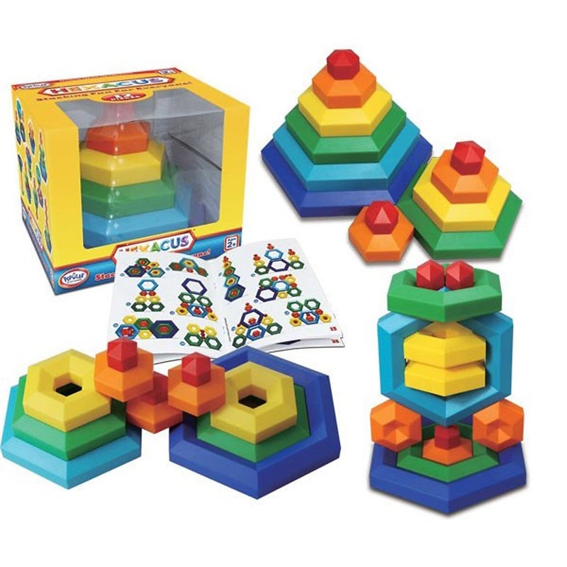 Popular Playthings Hexacus Stacking Toy Set with 12 Pieces, STEM Learning Toy - Image 2