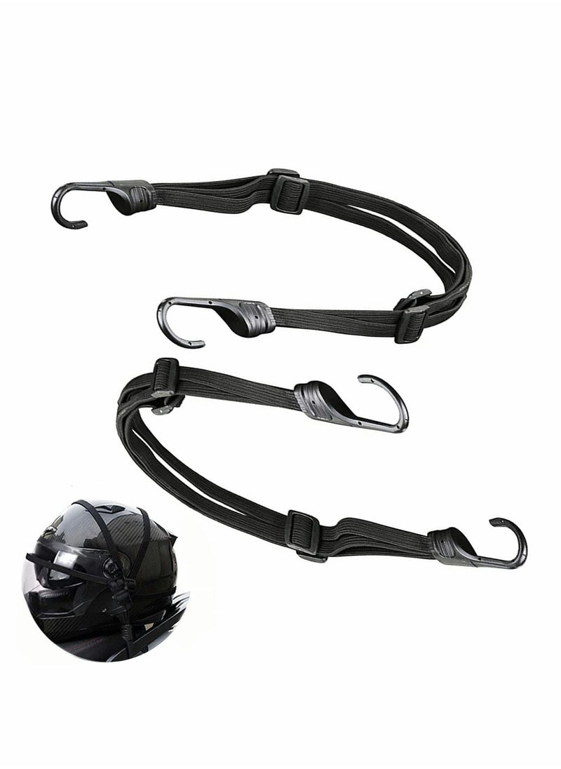 Excefore Motorcycles Mesh Helmet Rope, Black Helmet Rope Motorcycle Strength Retractable Helmet Luggage Elastic Rope Strap with 2 Hooks, 60cm/2Pcs  - Image 1