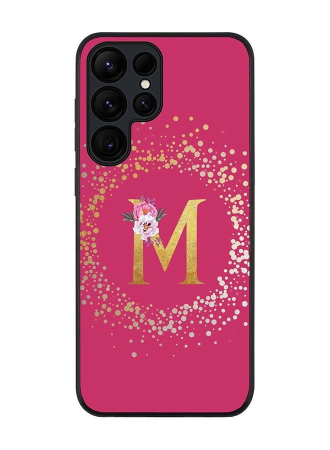 Stylizedd For Samsung Galaxy S25 Ultra 5G Case,Slim fit Camera Protection, Shockproof Thin Phone cover  - Custom Monogram Floral - M ( Deep Pink ) - Image 1