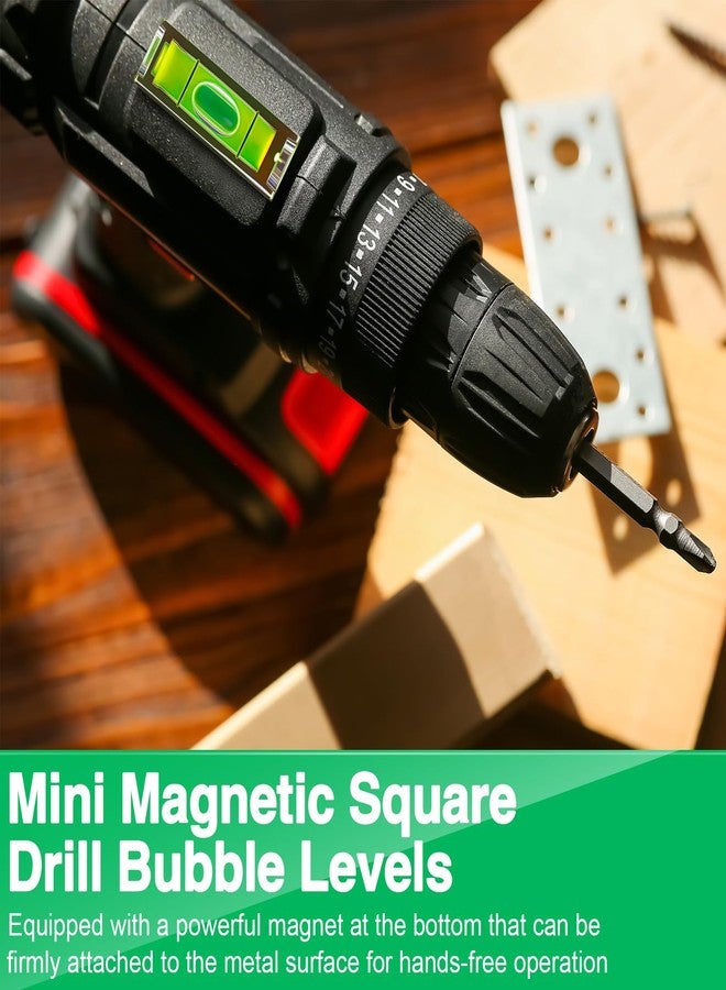 Dreyoo ميزان فقاعات صغير من دريو، 9 قطع، ميزان فقاعات مغناطيسي صغير بمثقاب مربع، أداة قياس دائرية لتسوية الفونوغراف، الكاميرا، القرص الدوار، الحامل الثلاثي، الإطار، المثقاب، 10×10×29 مم، 32×7 مم - Image 4