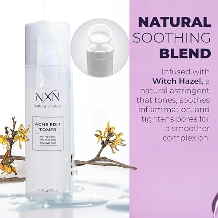 NxN Acne Facial Toner with Salicylic Acid, Witch Hazel, Probiotics & Natural Multi-Fruit Extracts Alcohol Free Treatment for All Skin Types - Image 3