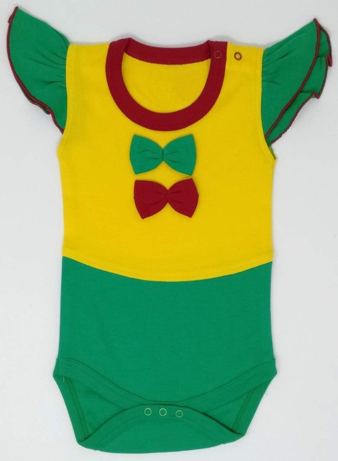 Kaboos 100% Cotton Yellow and Green Striped Baby Bodysuit (6-12) - Image 1