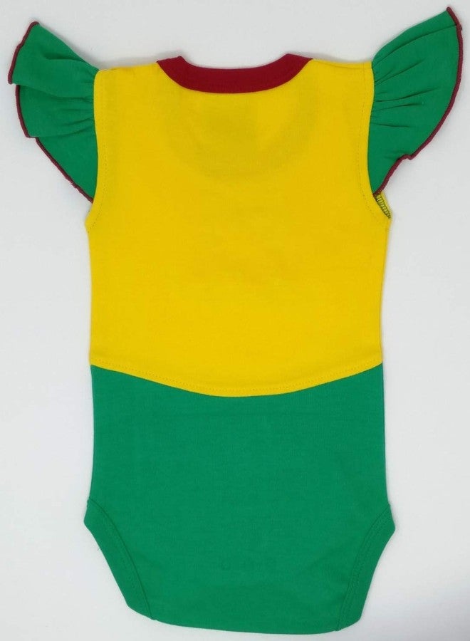 Kaboos 100% Cotton Yellow and Green Striped Baby Bodysuit (6-12) - Image 2