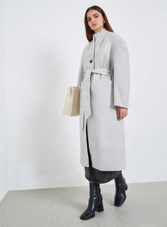 ستايلي معطف ميدي بقصة عادية مع رباط خصر - Image 1