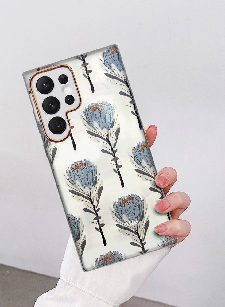 Samsung Galaxy S22 Ultra Floral Clear Case Ultra Slim Shockproof Flower Print Transparent Cover Design 9