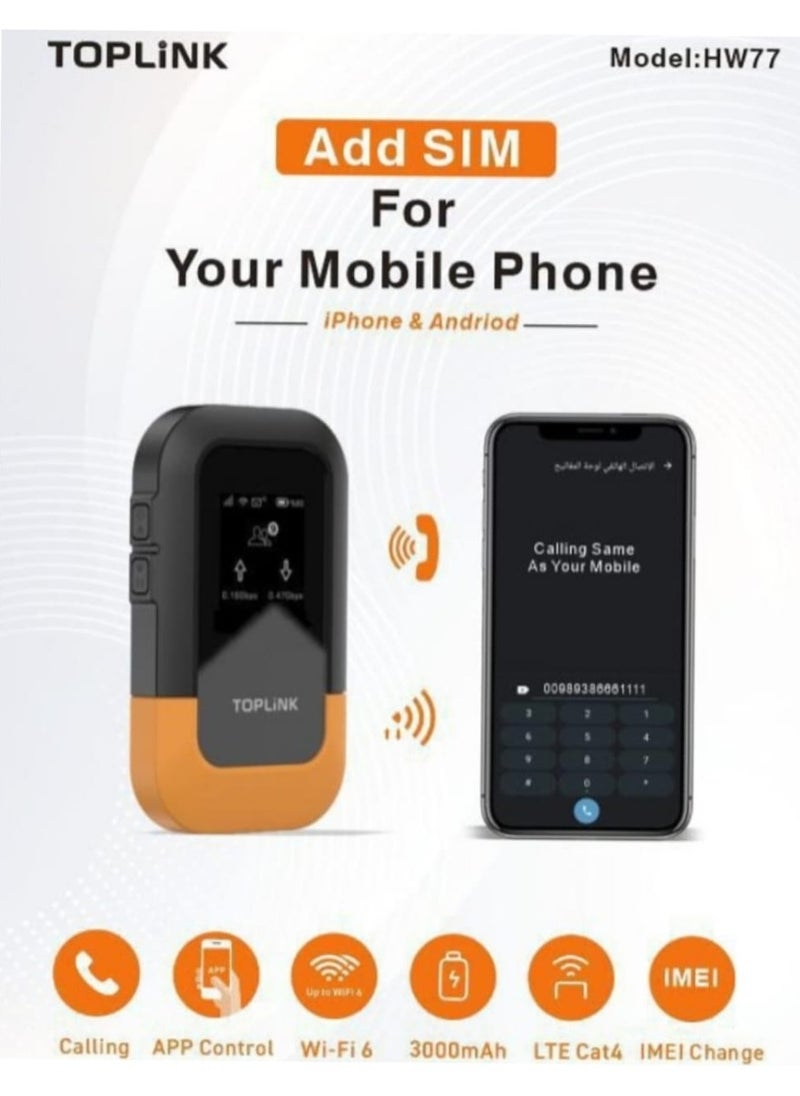 TOPLINK - TOPLINK HW77C - Advanced 5G LTE Mobile WiFi Hotspot with SIM Support, WiFi 6, and Calling Feature - Image 1