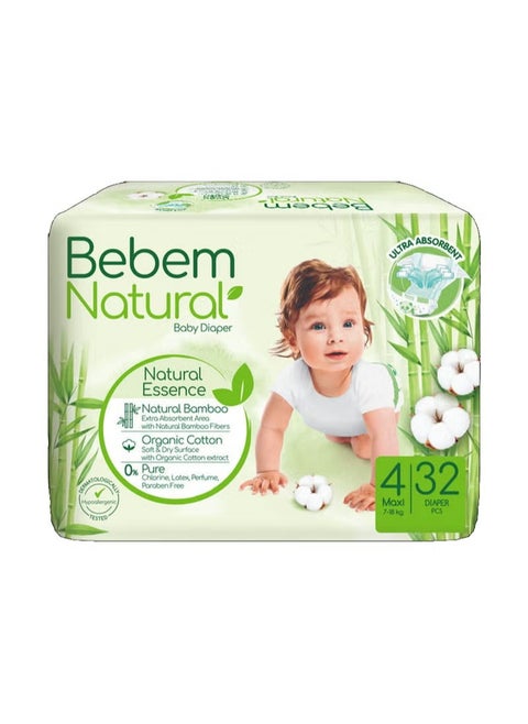 Bebem Baby Diapers – Size 4 Maxi – 32 Pieces – Super Absorbent, Soft and Comfortable for All-Day Dryness