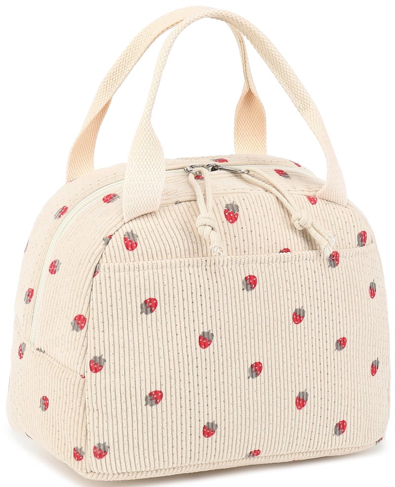 LEDAOU Lunch Box for Women Insulated Lunch Bag Corduroy Lunch Tote Bags Leakproof Cooler Lunchbox for Travel Work Picnic - Image 1
