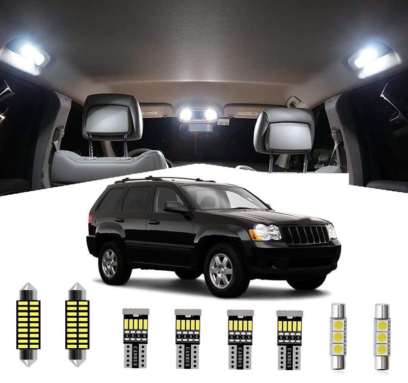 AWALITED 14pcs Grand Cherokee Interior LED Lights Kit Super Bright LED Map Dome Light Bulbs Replacement for 19992010 Jeep Grand Cherokee all models