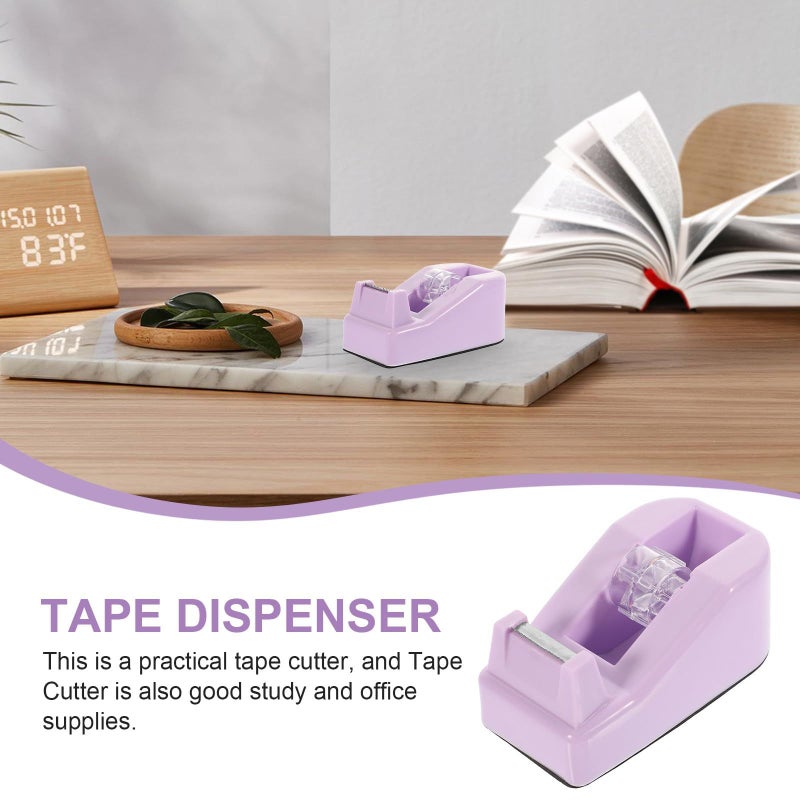 Macaron Purple Small Desktop Tape Dispenser Non Skid Tape Holder Cute Office Cutter For School And Home Use - Image 4