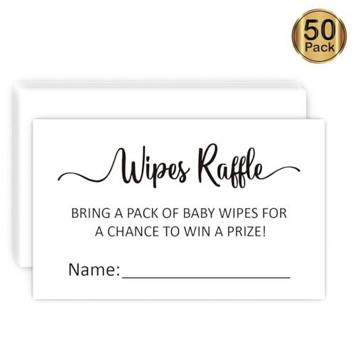 KONKAVA 50 Diaper and Wipes Raffle Tickets, 3.5" x 2" With Name Line, for Girl or Boy Baby Shower Invitations, Baby Shower Game - Image 3