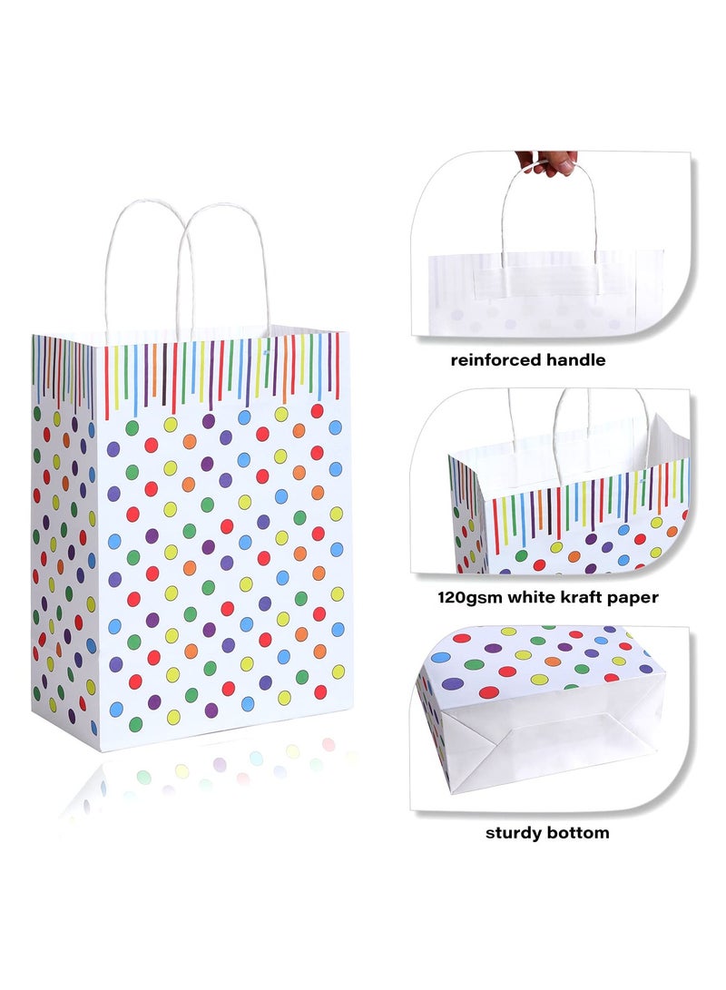 White Kraft Paper Gift Bags with Handles, 8.3 x 5.9 x 3.1 Inches, Bulk Pack of 40, Perfect for Birthdays, Weddings, Baby Showers, Party Favors, and Goodie Bags (Dots Design) - Image 2