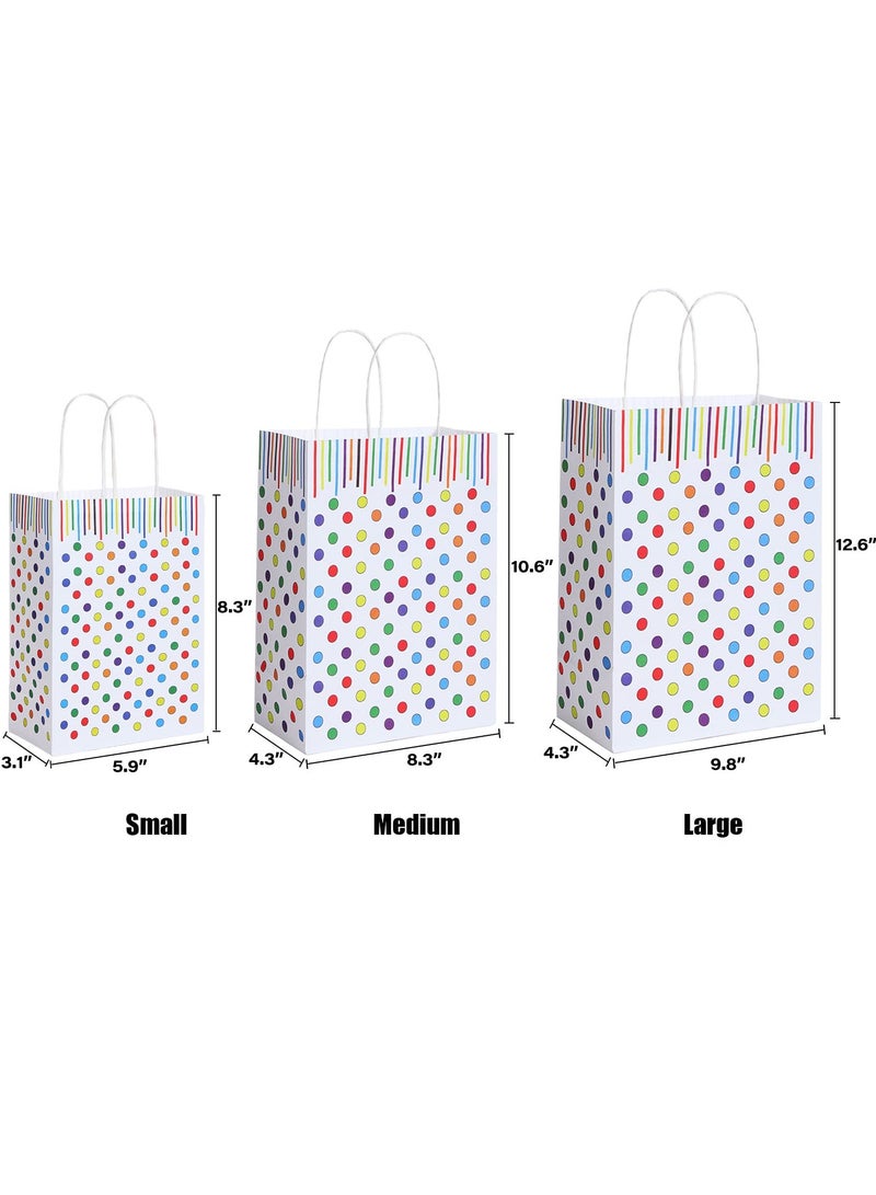 White Kraft Paper Gift Bags with Handles, 8.3 x 5.9 x 3.1 Inches, Bulk Pack of 40, Perfect for Birthdays, Weddings, Baby Showers, Party Favors, and Goodie Bags (Dots Design) - Image 3