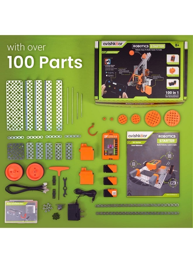 أفيشكار مجموعة أدوات بدء تشغيل الروبوتات Avishkaar، مجموعة أدوات STEM معدنية 100 في 1 DIY، متعددة الألوان، أكثر من 100 جزء، تعلم الروبوتات والبرمجة والتصميم الميكانيكي، للأطفال من سن 10 إلى 14 عامًا، مجموعة أدوات STEM تعليمية DIY، صنع في الهند - Image 3