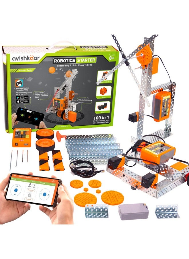 أفيشكار مجموعة أدوات بدء تشغيل الروبوتات Avishkaar، مجموعة أدوات STEM معدنية 100 في 1 DIY، متعددة الألوان، أكثر من 100 جزء، تعلم الروبوتات والبرمجة والتصميم الميكانيكي، للأطفال من سن 10 إلى 14 عامًا، مجموعة أدوات STEM تعليمية DIY، صنع في الهند - Image 1